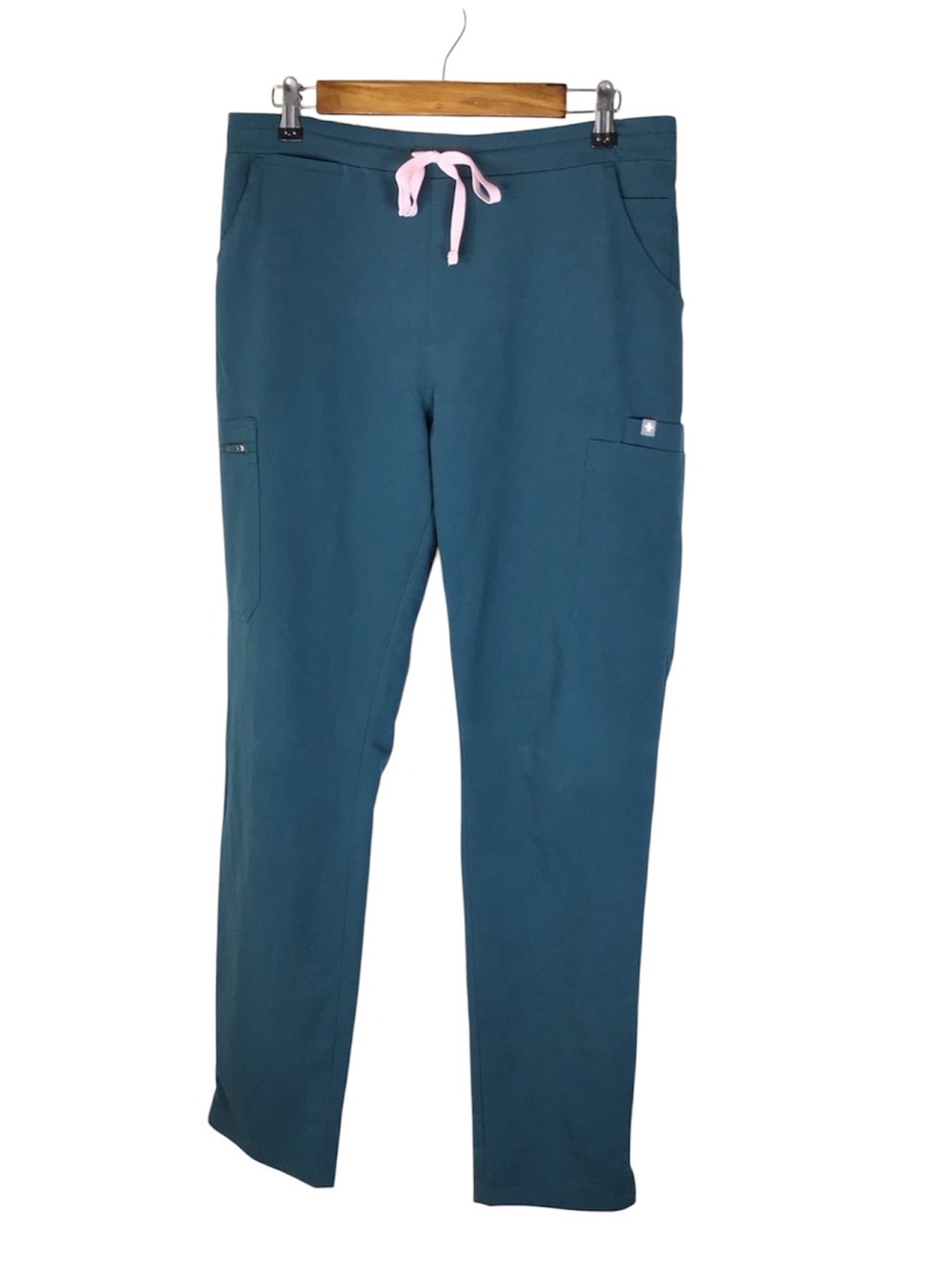 Figs Yola High-Rise Slim Scrub Pant in Caribbean Blue Size Medium Tall